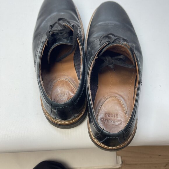 Clarks Black Leather Oxford Formal Dress Shoes Men Sz 8 US Dark Academia Preppy - Picture 13 of 14